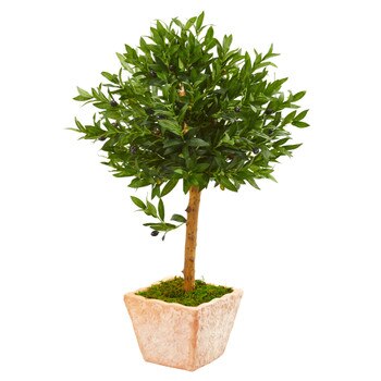 3 Olive Topiary Artificial Tree in Terra Cotta Planter UV Resistant Indoor/Outdoor - SKU #9312