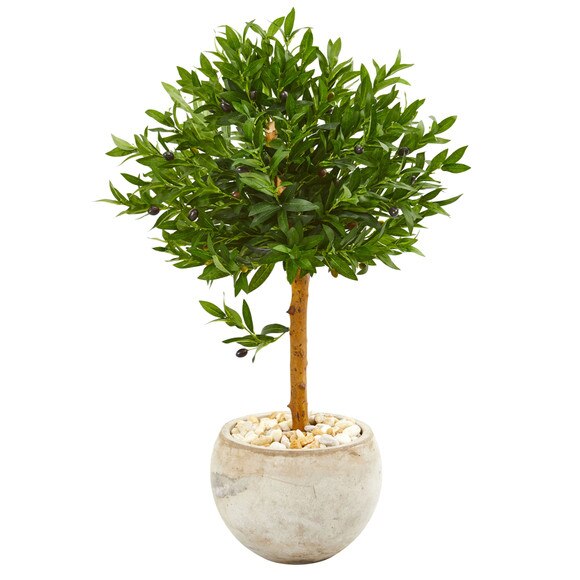 38 Olive Topiary Artificial Tree in Bowl Planter UV Resistant Indoor/Outdoor - SKU #9315