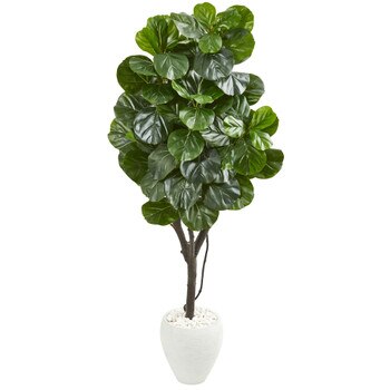 68 Fiddle Leaf Fig Artificial Tree in White Planter - SKU #9410