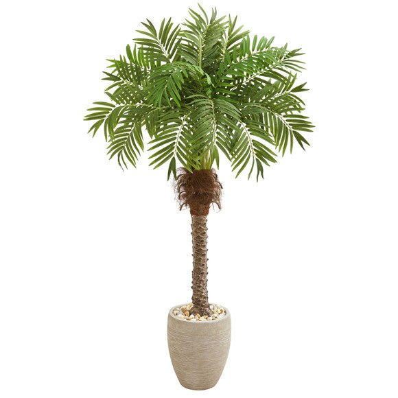 63 Robellini Palm Artificial Tree in Sandstone Planter - SKU #9427