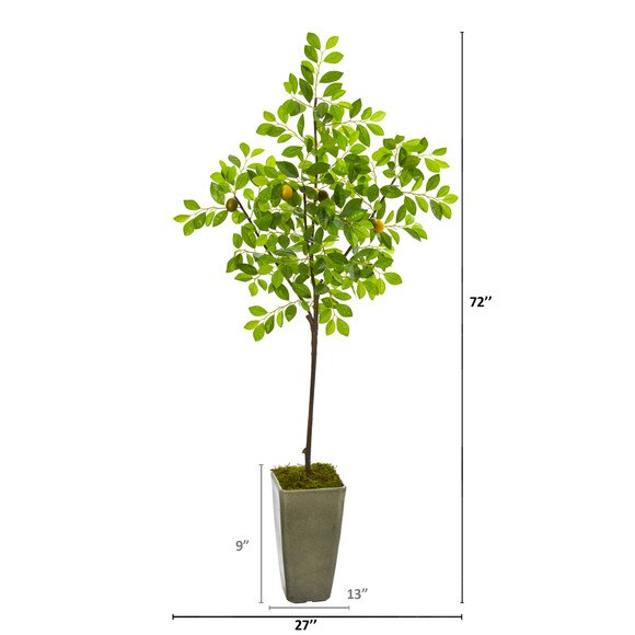 6 Lemon Artificial Tree in Olive Green Planter - SKU #9612 - 1