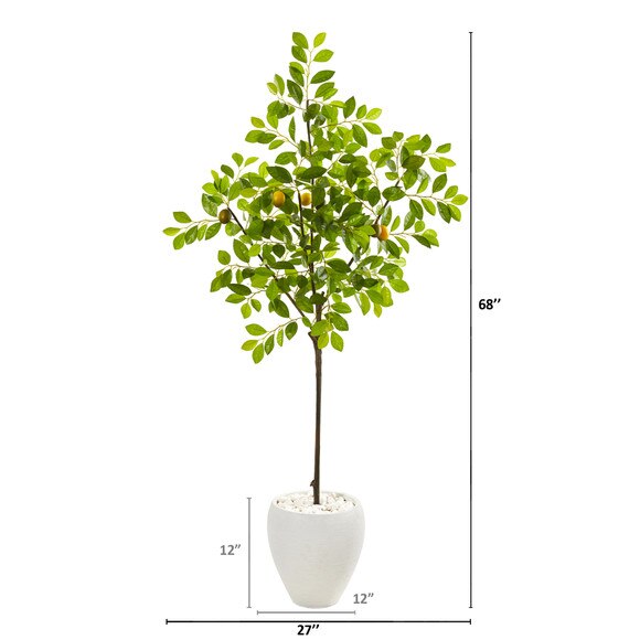 68 Lemon Artificial Tree in White Planter - SKU #9613 - 1