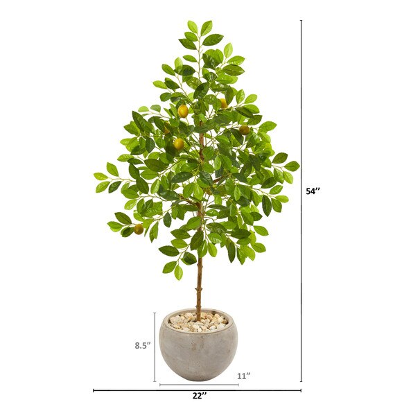 54 Lemon Artificial Tree in Sand Colored Planter - SKU #9616 - 1