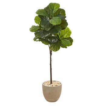 51 Fiddle Leaf Artificial Tree in Sandstone Planter Real Touch - SKU #9683
