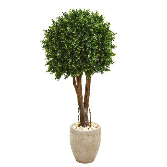 52 Boxwood Artificial Topiary Tree in Planter UV Resistant Indoor/Outdoor - SKU #9695