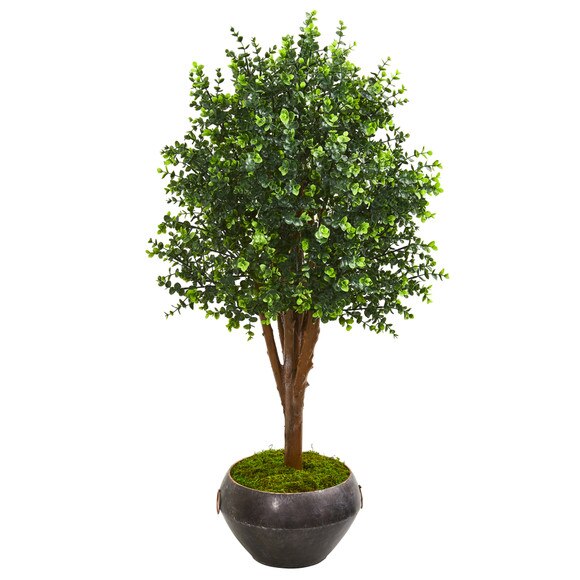 50 Eucalyptus Artificial Tree in Metal Bowl UV Resistant Indoor/Outdoor - SKU #9698