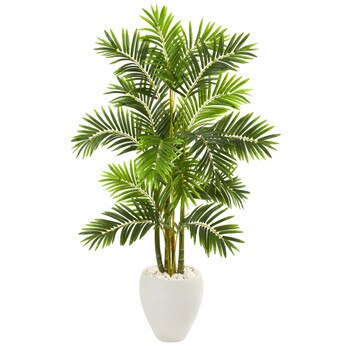 63 Areca Palm Artificial Tree in White Planter - SKU #9805