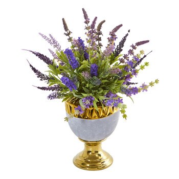 19 Lavender Artificial Arrangement in Decorative Urn - SKU #A1010