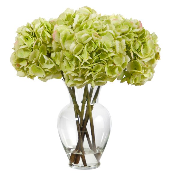 18 Hydrangea Artificial Arrangement in Glass Vase - SKU #A1488