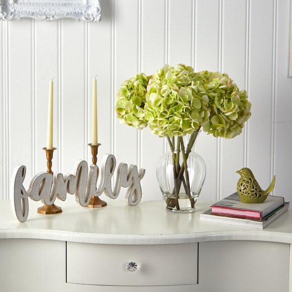 18 Hydrangea Artificial Arrangement in Glass Vase - SKU #A1488 - 2