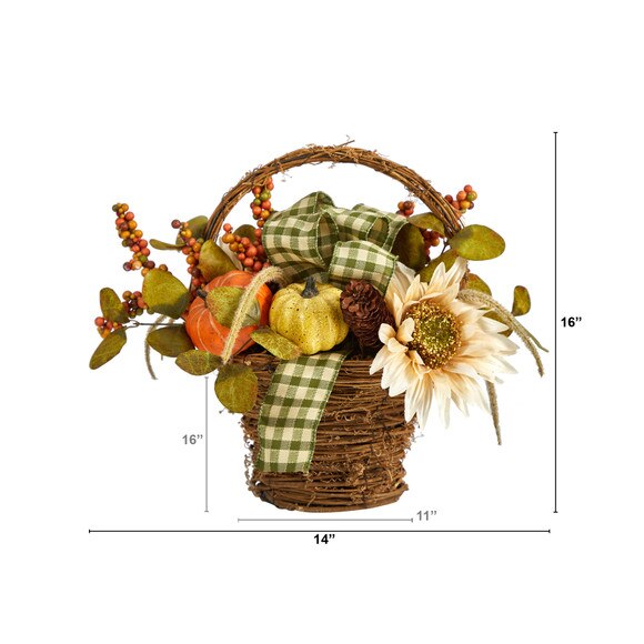 16 Fall Pumpkin Gourds and Berries Artificial Autumn Arrangement - SKU #A1777 - 1