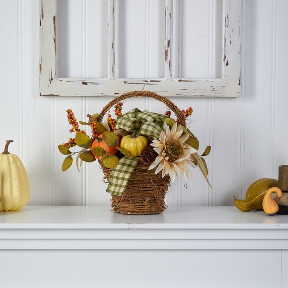 16 Fall Pumpkin Gourds and Berries Artificial Autumn Arrangement - SKU #A1777 - 2