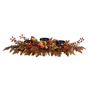 36 Autumn Maple Leaves and Berries Fall Harvest Candelabrum Arrangement - SKU #A1785