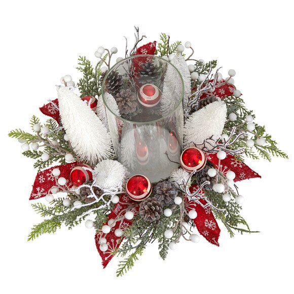 15 Holiday Lighted Forest Candle Holder Table Christmas Artificial Arrangement - SKU #A1839