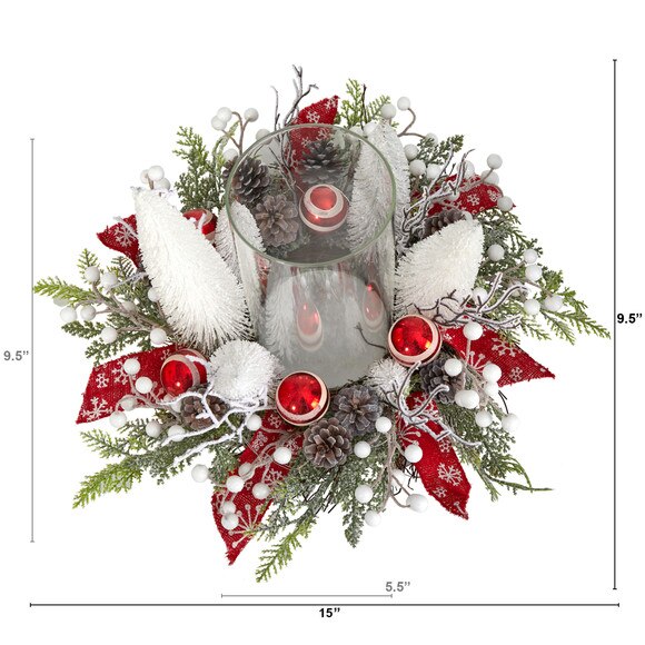 15 Holiday Lighted Forest Candle Holder Table Christmas Artificial Arrangement - SKU #A1839 - 1
