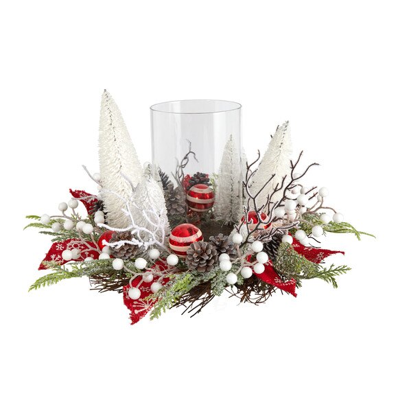15 Holiday Lighted Forest Candle Holder Table Christmas Artificial Arrangement - SKU #A1839 - 2