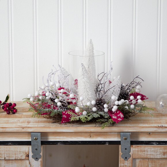15 Holiday Lighted Forest Candle Holder Table Christmas Artificial Arrangement - SKU #A1839 - 3
