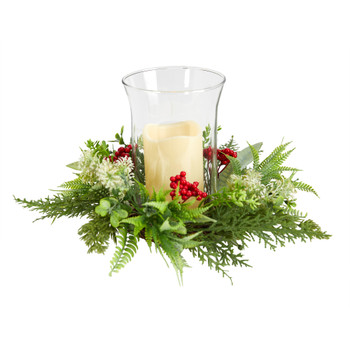 8 Cedar and Berries Artificial Christmas Arrangement Candelabrum - SKU #A1865