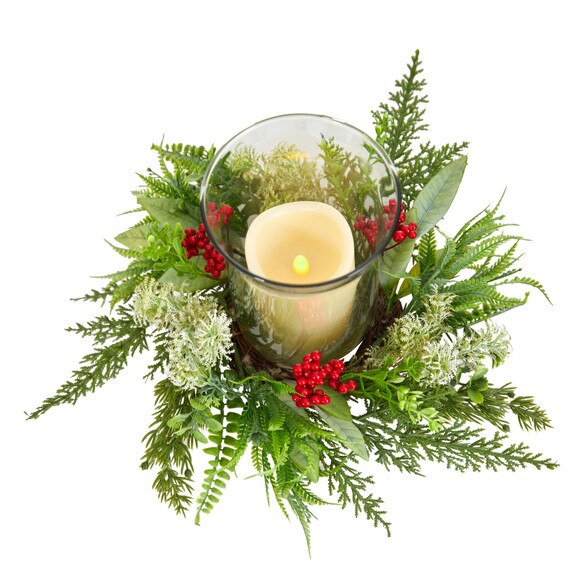8 Cedar and Berries Artificial Christmas Arrangement Candelabrum - SKU #A1865 - 2