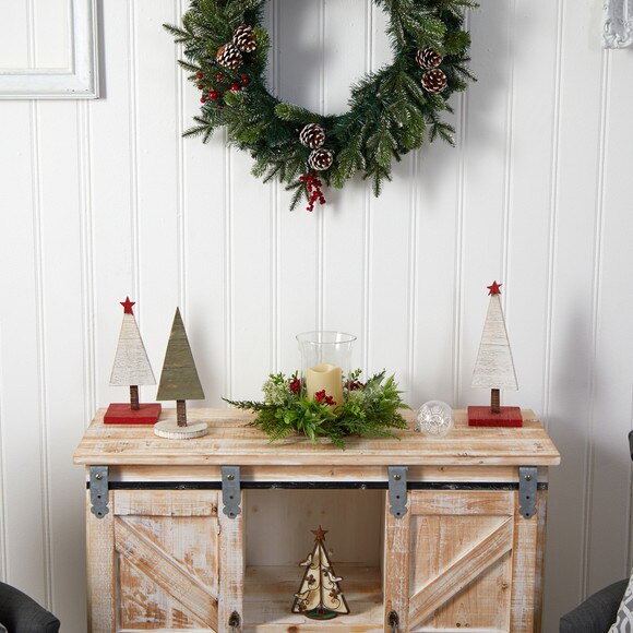 8 Cedar and Berries Artificial Christmas Arrangement Candelabrum - SKU #A1865 - 4