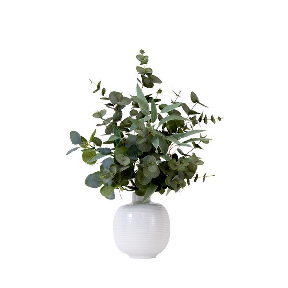 24 Artificial Eucalyptus Leaves Arrangement with Ceramic Planter - SKU #A2113