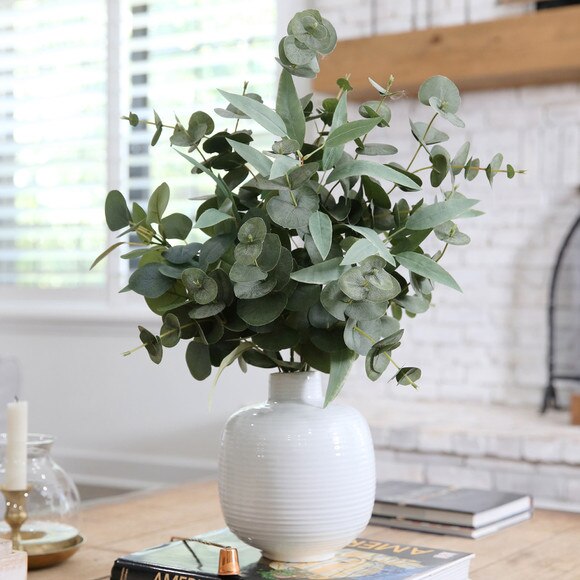 24 Artificial Eucalyptus Leaves Arrangement with Ceramic Planter - SKU #A2113 - 2