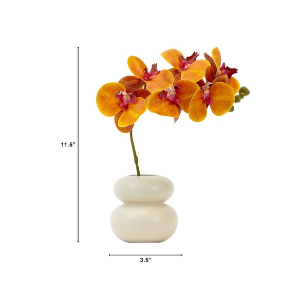 11.5 Artificial Real Touch Phalaenopsis Orchid Arrangement with Vase - SKU #A2128 - 1