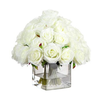 Wedding Collection 13 Rose Arrangement in Glass Vase - SKU #A2313