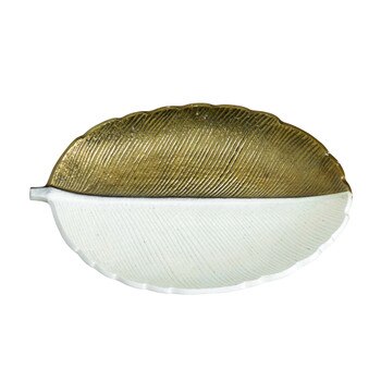 14 Gold and White Leaf Decorative Accent - SKU #D1021