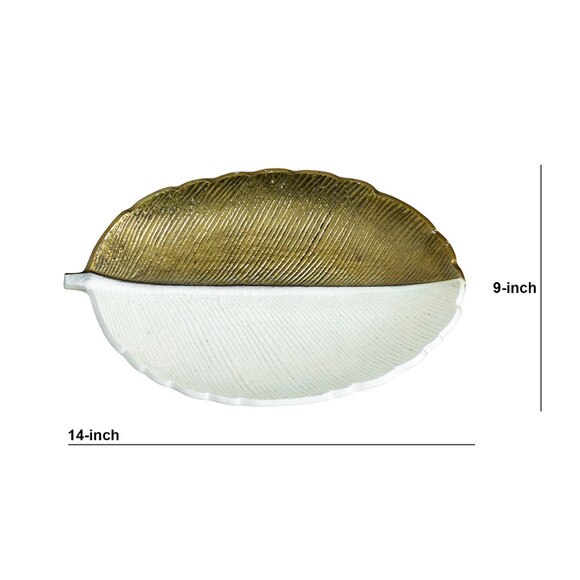 14 Gold and White Leaf Decorative Accent - SKU #D1021 - 1