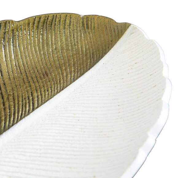 14 Gold and White Leaf Decorative Accent - SKU #D1021 - 2