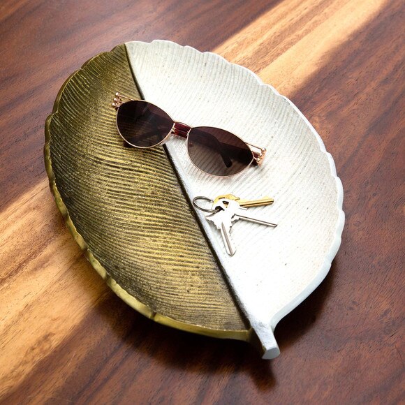14 Gold and White Leaf Decorative Accent - SKU #D1021 - 3