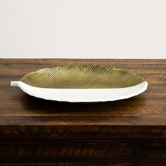 14 Gold and White Leaf Decorative Accent - SKU #D1021 - 4