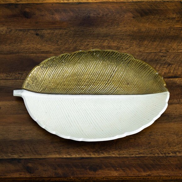 14 Gold and White Leaf Decorative Accent - SKU #D1021 - 7