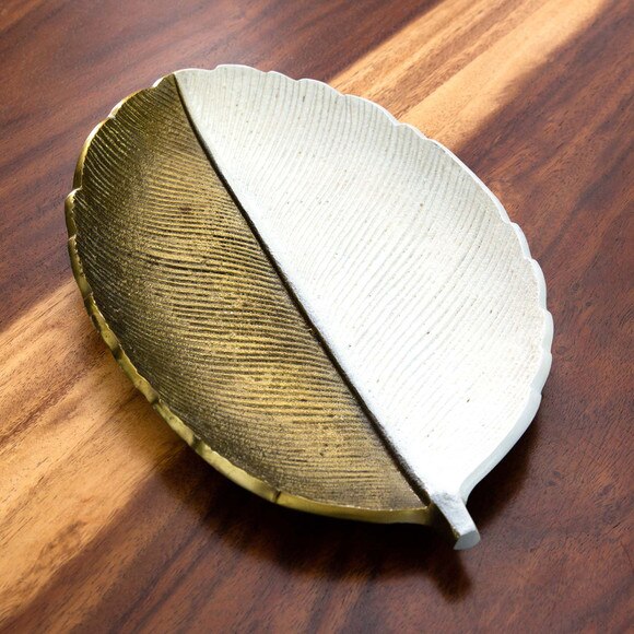 14 Gold and White Leaf Decorative Accent - SKU #D1021 - 8