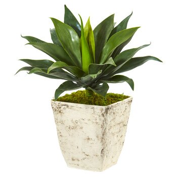26 Large Agave Artificial Plant in Country White Planter - SKU #P1105