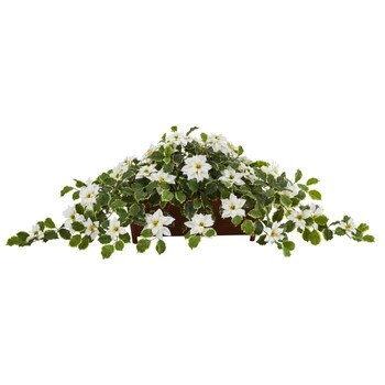 51 Poinsettia and Variegated Holly Artificial Plant in Decorative Planter Real Touch - SKU #P1345-WH