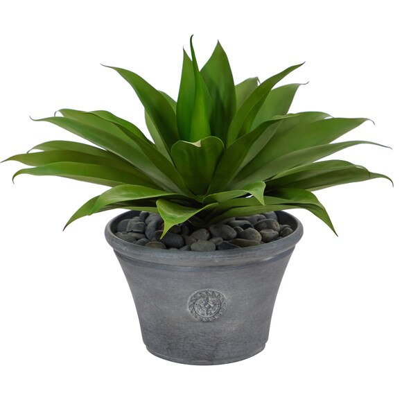 22 Agave Succulent Artificial Plant in Gray Planter - SKU #P1423