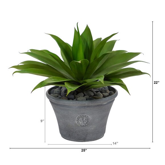 22 Agave Succulent Artificial Plant in Gray Planter - SKU #P1423 - 1