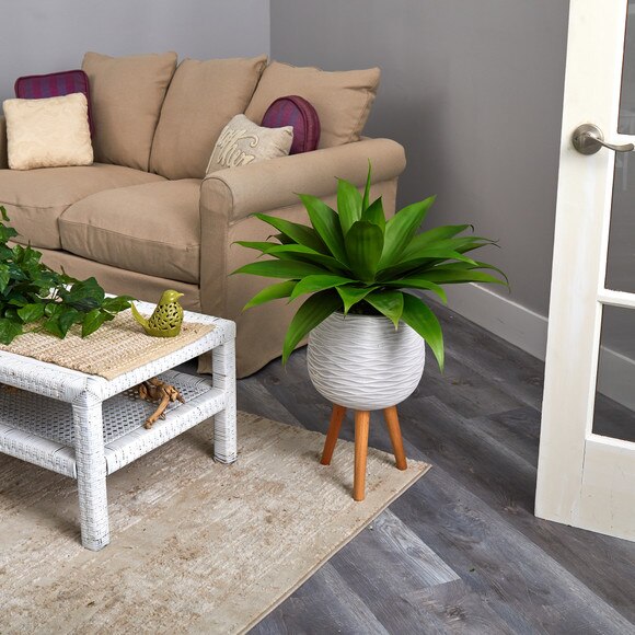 33 Agave Succulent Artificial Plant in White Planter with Stand - SKU #P1425 - 4