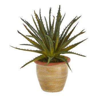 11 Aloe Artificial Plant in Ceramic Planter - SKU #P1457