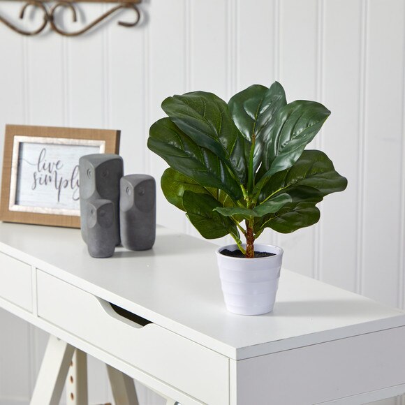 11 Fiddle Leaf Artificial Plant in White Planter Real Touch - SKU #P1646 - 2