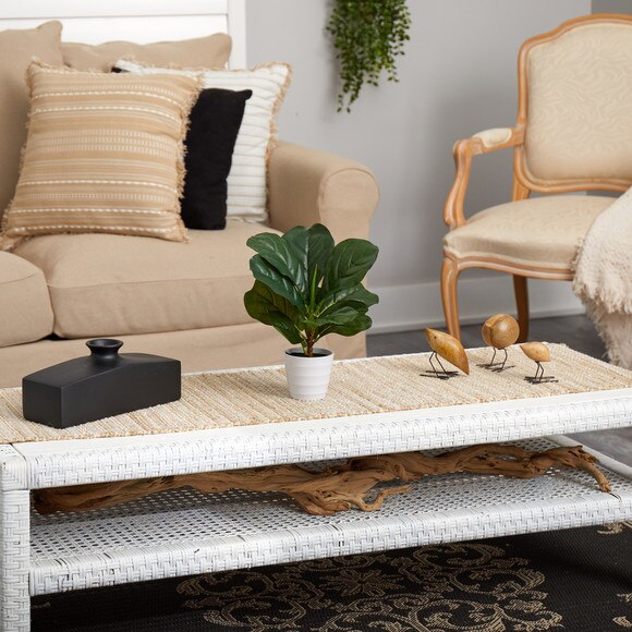 11 Fiddle Leaf Artificial Plant in White Planter Real Touch - SKU #P1646 - 3