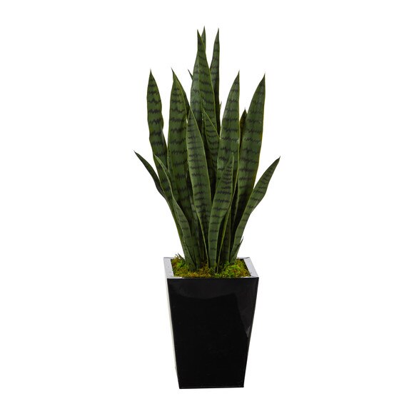 40 Sansevieria Artificial Plant in Black Metal Planter - SKU #P1694