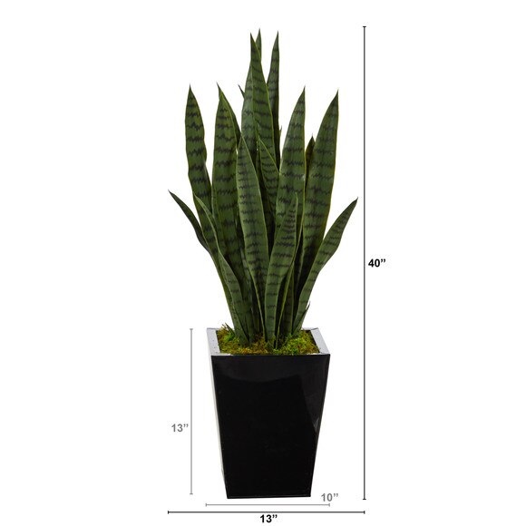 40 Sansevieria Artificial Plant in Black Metal Planter - SKU #P1694 - 1