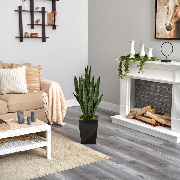 40 Sansevieria Artificial Plant in Black Metal Planter - SKU #P1694 - 3