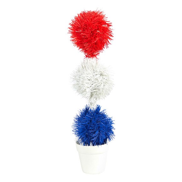 18 Red White and Blue Americana Artificial Topiary Plant with 35 Warm LED Lights - SKU #P1800 - 2