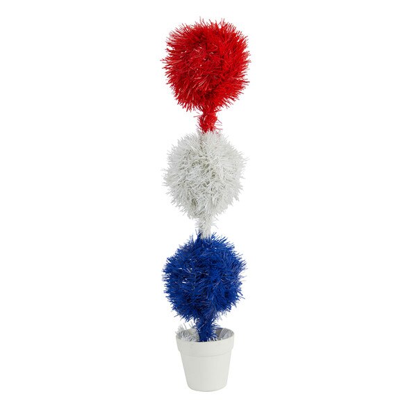 2 Red White and Blue Americana Artificial Topiary Plant with 35 Warm LED Lights - SKU #P1801 - 2