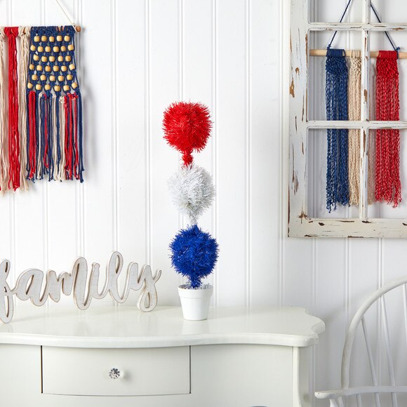 2 Red White and Blue Americana Artificial Topiary Plant with 35 Warm LED Lights - SKU #P1801 - 4