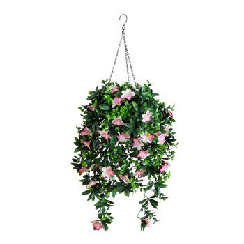 34-in UV Resistant Artificial Azalea Hanging Basket Indoor/Outdoor - SKU #P2203